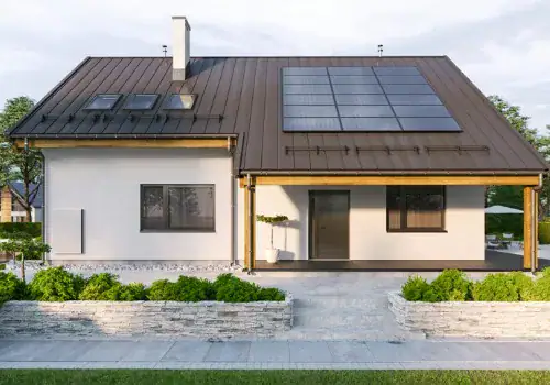 modern house with solar panels and wall battery for energy storage picture id1308318231.jpg