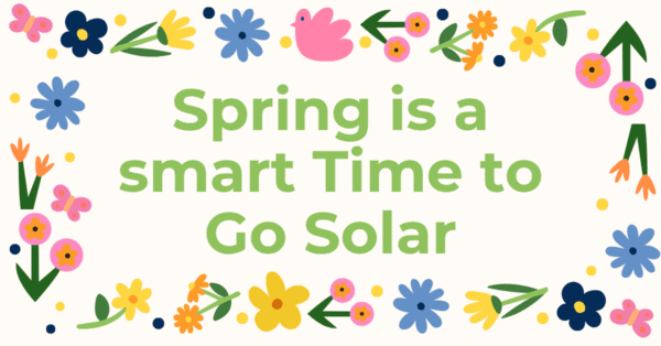 Sun Collectors spring solar featured image with sun, rooftop panels, and fresh seasonal design