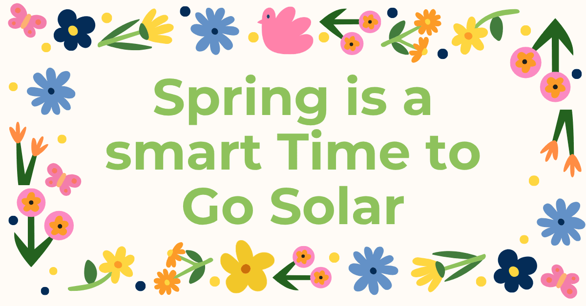 Sun Collectors spring solar featured image with sun, rooftop panels, and fresh seasonal design